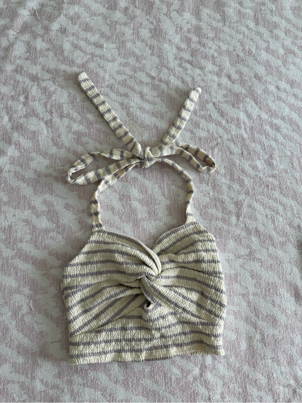 Striped Twist Front Tie-Back Halter Top